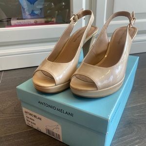 Size 7.5, Antonio Melani Haleen Peep-Toe Slingback, New Nude